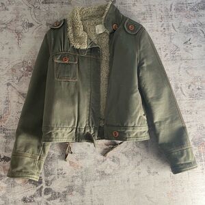 Joe's Jeans Olive Green Jacket with Faux Shearling Lining
